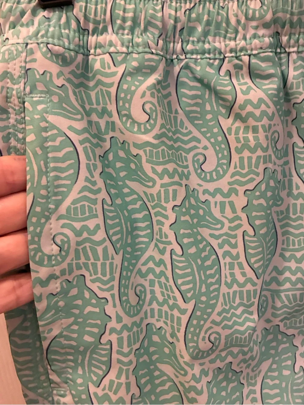 Vineyard Vines Turquoise Seahorse Swim Trunks with Drawstring